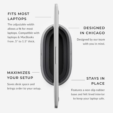 HumanCentric Adjustable Laptop Stand & Dock - Leather - for MacBook Pro & Laptops (0.5-1.5