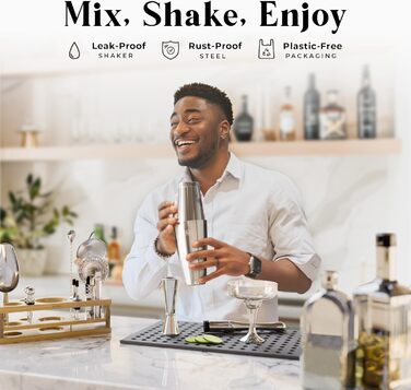 Набір для бармена BARE BARREL® Mixology: 16 предметів | Шейкер, інструменти для змішування коктейлів | Набір для дому | 35 рецептів | Подарунок