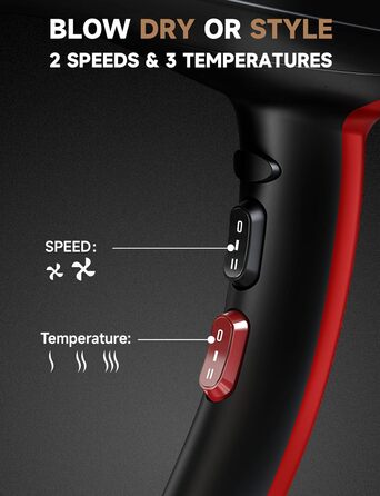 Професійний фен з іонізацією 2400W з AC-двигуном, з насадкою-дифузором, 40 млн негативних іонів, 3 режими температури, 2 швидкості, для салону краси та дому, чорний