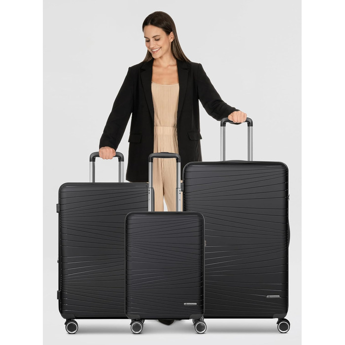 Набір валіз Franky Dallas 3.0 (3 шт.) | Чорний | TSA-замок, 4 колеса, об'єм 36/60/92 л