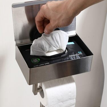 Day Moon™ Standing Toilet Paper Holder, Wet Tissue Box - Toilet Paper Holder with Wet Wipe Box, Toilet Paper Holder with Shelf - Stainless Steel Toilet Paper Holder Brushed Nickel Free Standing