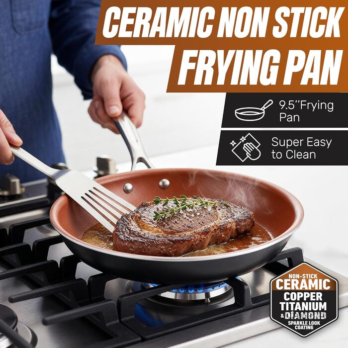 Набір посуду GOTHAM STEEL 12 предметів з антипригарним керамічним покриттям Chef Daniel Green, блакитний, без PFOA