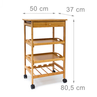 Relaxdays Kitchen Trolley JAMES L & Bottle Rack