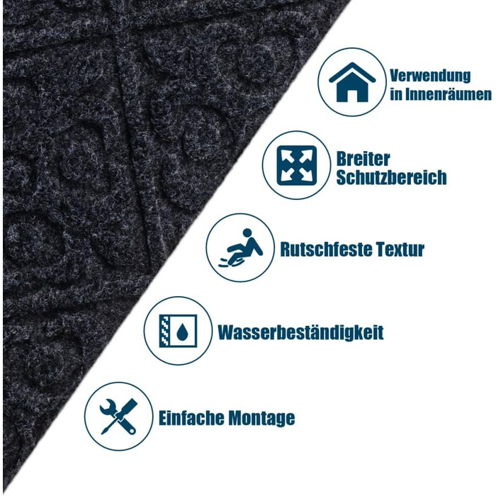 COSTWAY 15-Piece Stair Treads - Non-Slip, Waterproof, Self-Adhesive Carpet for Wood Stairs - Grey (76x20cm)