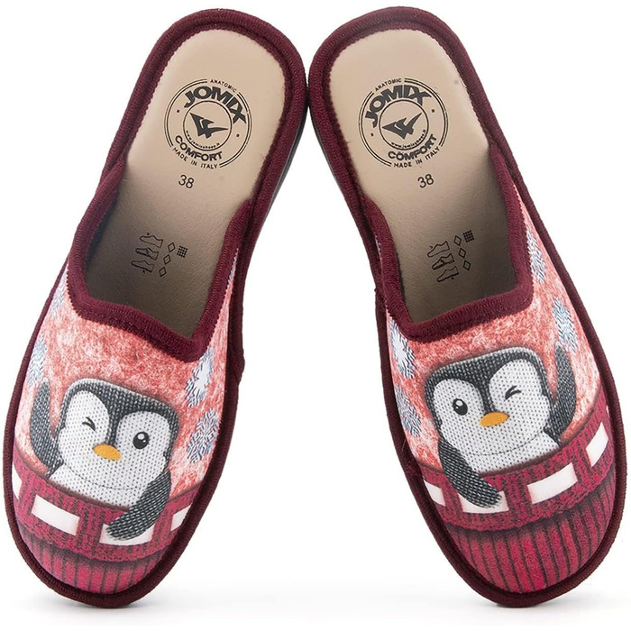 Тапочки жіночі JOMIX Winter Hausschuhe, зручні домашні капці, італійські сліпони для дому (39 EU, бордовий)