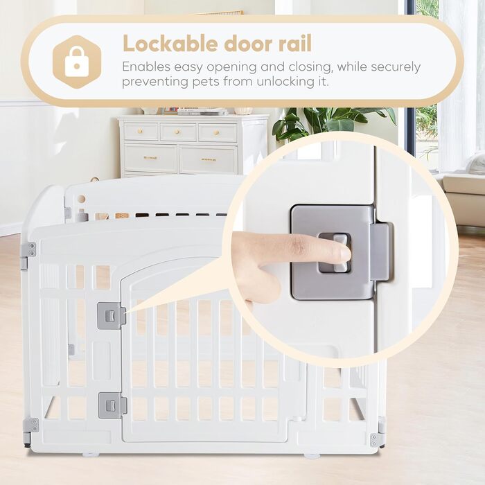 Клітка-манеж для собак, 61 см, 4 панелі, з дверцятами, безпечна та надійна, складана та портативна, для цуценят та маленьких собак (пластик, білий, 4 панелі)