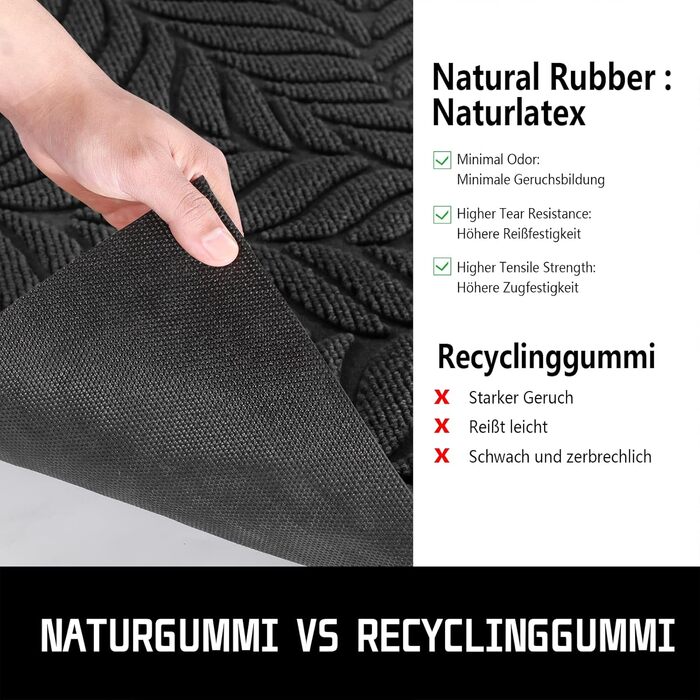 Килимок для входу Yimobra, 75 x 43 см, чорний - антиковзаюча, миється, для дому та вулиці | Килимок від бруду та пилу