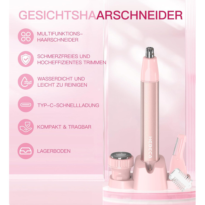 Триммер для видалення волосся з носа, вух та брів 3-в-1, водонепроникний, USB, з чохлом