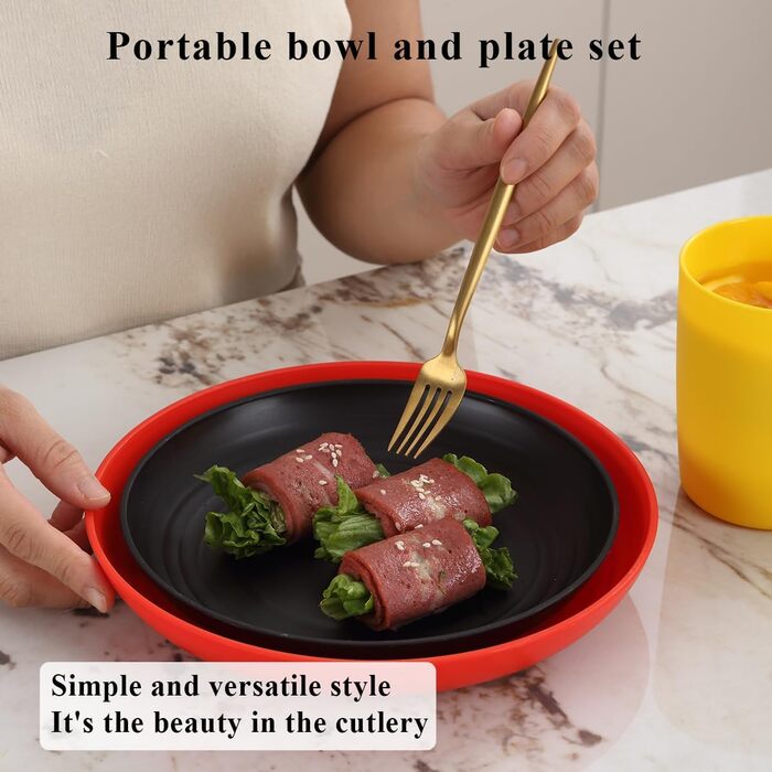 Набір посуду Berglander з білого пластику (24 шт) для 6 осіб: тарілки, миски, чашки