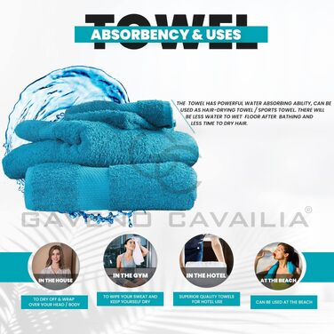 Набір рушників для ванної GC GAVENO CAVAILIA з єгипетської бавовни, 50 x 85 см, 700 г/м², готельна якість, 4 шт. (колір: павич)