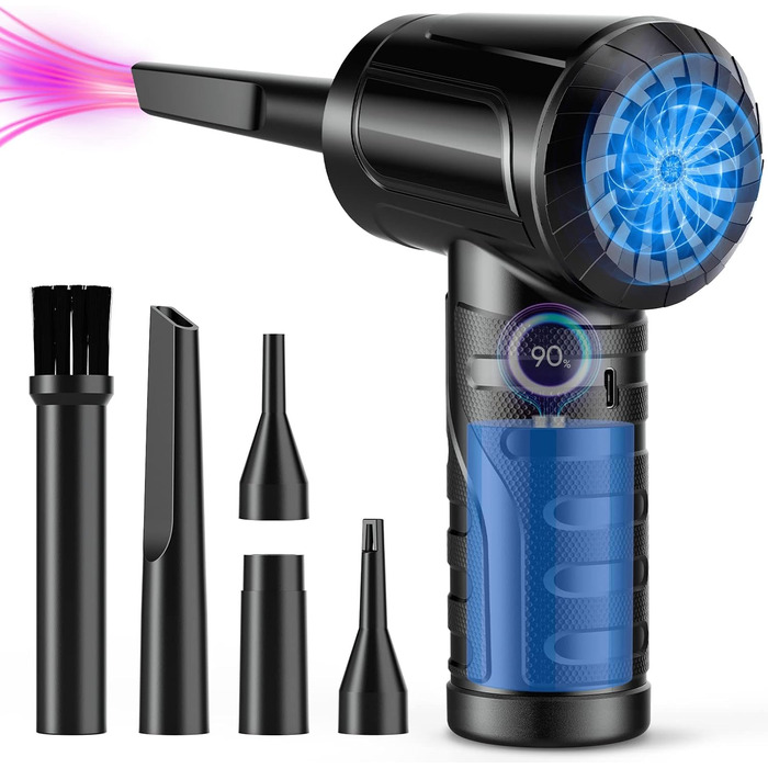 Електричний пилосос для клавіатури Staubgebläse, 3 швидкості, 91000 об/хв, акумулятор 7600mAh, USB зарядка, щітка для чищення, для ПК, ноутбука, авто, дивану, офісної техніки