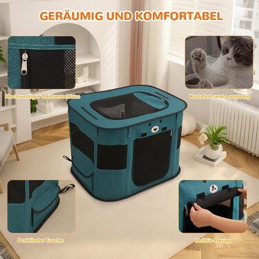 ALLSOPETS Розкладний вольєр для цуценят/собак/кішок, переносна собача будка/загорода, переносна клітка для собак, для дому, вулиці, подорожей, з сумкою (Колір: Edelsteinblau, XXL)