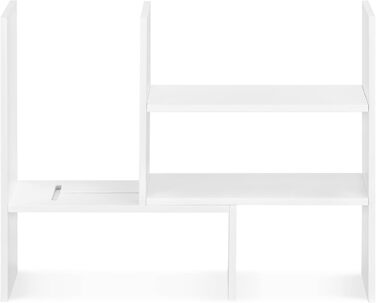 Navaris Acacia Desk Organizer 64x15.5x40 - Desk Shelf Organization System Adjustable - Corner Shelf for Kitchen Office Bathroom Shelf Attachment - Natural (White)