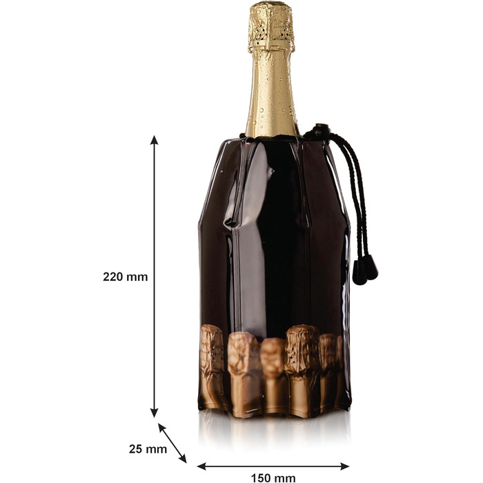 Vacu Vin Flexible Champagne Cooler - Reusable Champagne Bottle Design - Bottle Cooler for Standard Bottle Size