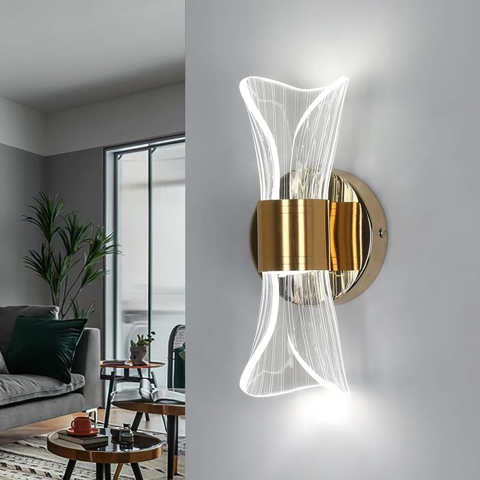 DELIPOP Настінне світильник Wandleuchte, 12W LED, 3 кольори світла (теплий/холодний/нейтральний), золотий, для спальні, вітальні, коридору, сходових маршів