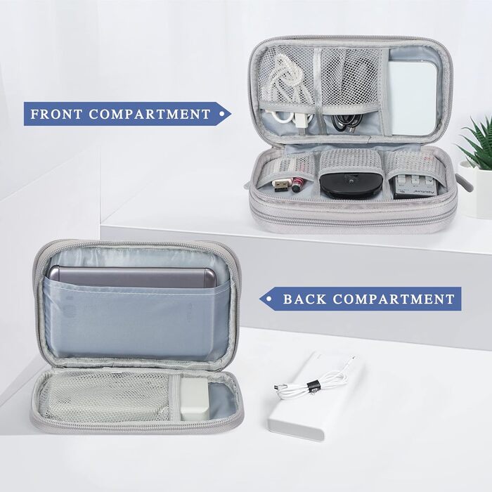 Органайзер для кабелів Simpolor: сірий кейс для зберігання кабелів, USB-накопичувачів, power bank та аксесуарів