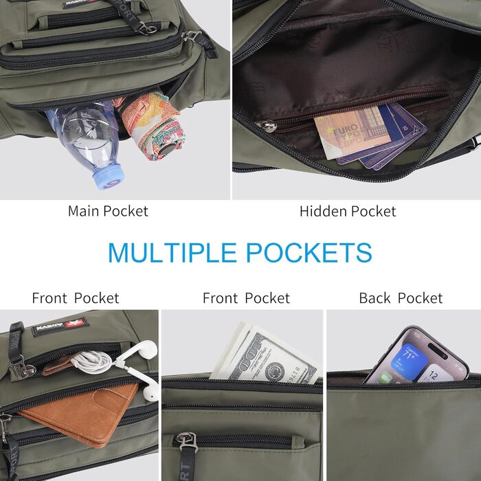 Водонепроникна поясна сумка/буткава для чоловіків та жінок. Мультифункціональна сумка на пояс з блискавкою. Підходить для подорожей, походів та активного відпочинку на природі (оливковий)