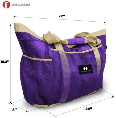 Red Suricata Large Mesh Beach Bag - Beach Bags and Shopping Bags (Violet/Beige)