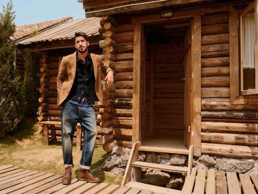 Кардиган чоловічий PJ PAU JONES з косими візерунками, на ґудзиках, грубий трикотаж (L, Чорний)