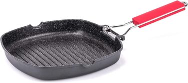 Сковорода-гриль Moneta Pro Grill 24x24 см з антипригарним покриттям, складаною ручкою, для індукції, чорна