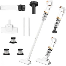 Бездротовий пилосос Yaasier: потужний акумулятор 35KPA, 40 хвилин роботи, для тварин, килимів та авто, білий