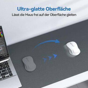 TECKNET Килимок на стіл, 80 x 40 см, захист від води, для ноутбука, PU шкіра, двосторонній, для офісу/дому (темно-сірий)