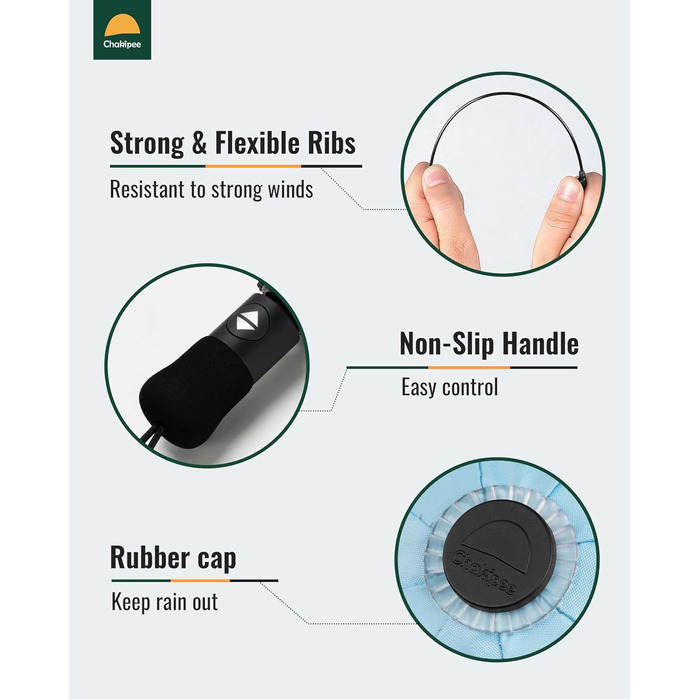 Чакіпі Парасолька велика, штормостійка, компактна для подорожей, автоматична, для жінок та чоловіків – UV-захист, 210T покриття, діаметр 97 см, 8 спиць (Бежевий, 108 см)