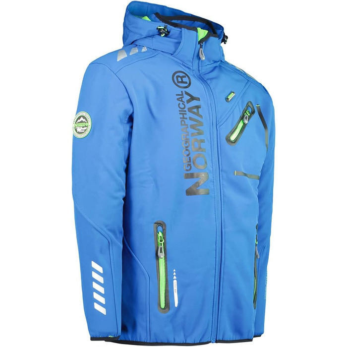Чоловіча куртка Softshell Geographical Norway Royaute — водонепроникна, вітрозахисна зимова куртка з капюшоном для активного відпочинку, синя, розмір S