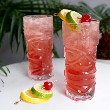 Viski Pacific Crystal Cocktail Glasses Set - 2 Premium Tiki Glasses, 400ml