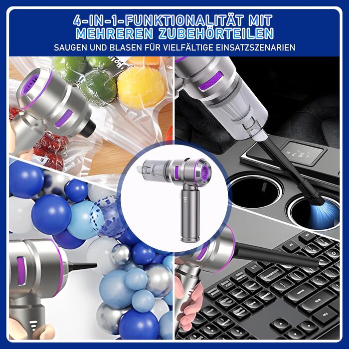 Бездротовий пилосос Higoom 4-в-1: ручний, для авто, 22000Pa, міні-пилосос, функція продування, для дому та автомобіля