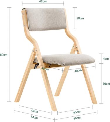 SoBuy FST40-W Folding Chair Kitchen Chair with Padded Seat and Backrest white (Grey)