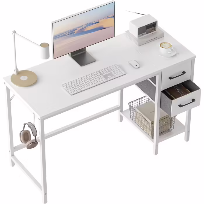Cubiker Computer Desk for Home Office with Drawers, 100 cm Small Desk for Studying and Writing, modern simple PC table, Brown 100 x 48 cm Brown