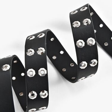 Жіночий шкіряний ремінь Punk стилю з пряжкою, чорний, з отворами у вигляді зірок, для джинсів та пальто