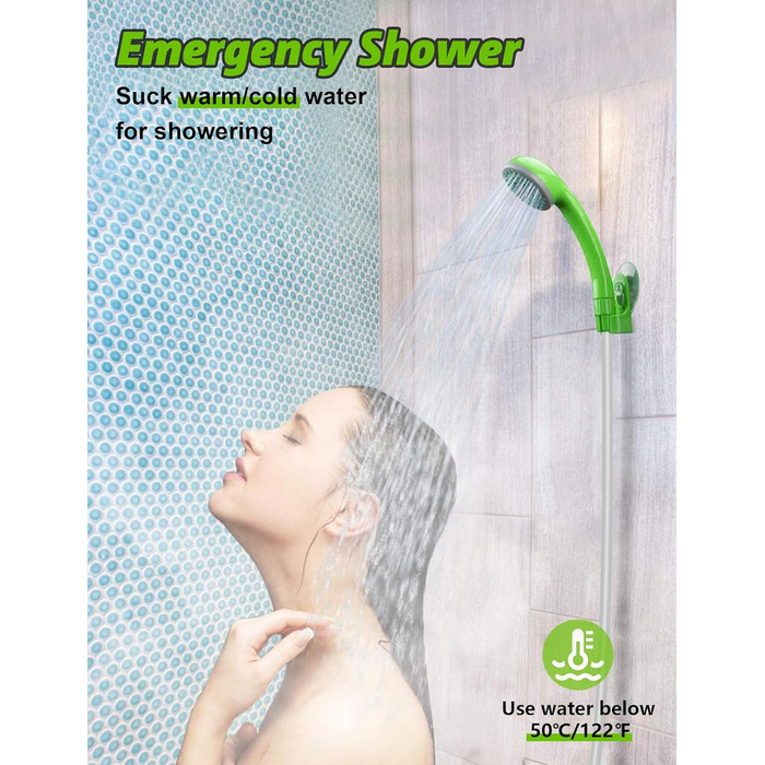 LIBERRWAY Camping Shower Battery Powered Camping Shower Outdoor with Shower Hose and Rechargeable Battery Water Pump for Garden Travel Car Washing (Green)
