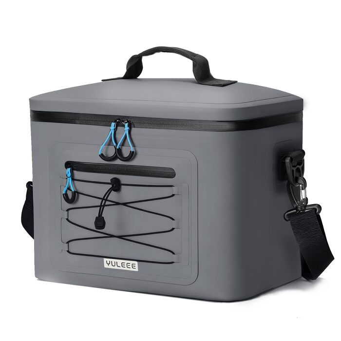 Термосумка 24L, вологостійка сумка для пікніка з витокою, ізольована сумка-ланч, портативна сумка-холодильник для пляжу, кемпінгу, офісу, сім'ї, транспортування продуктів (Сірий)