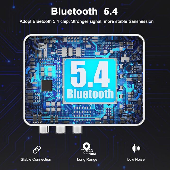 OQIMAX Bluetooth 5.4 Передавач/Приймач: 3-в-1 Bluetooth адаптер з AUX/RCA/Оптичним виходом, підтримка TF-картки та USB, для TV, стереосистеми, низька затримка, чорний