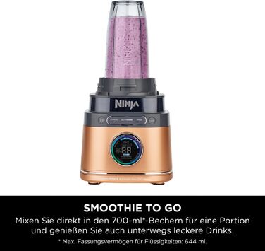 Ninja 2-in-1 Detect Power Mixer Pro with Jug & Single Serve Cups - 1200W, Black & Copper