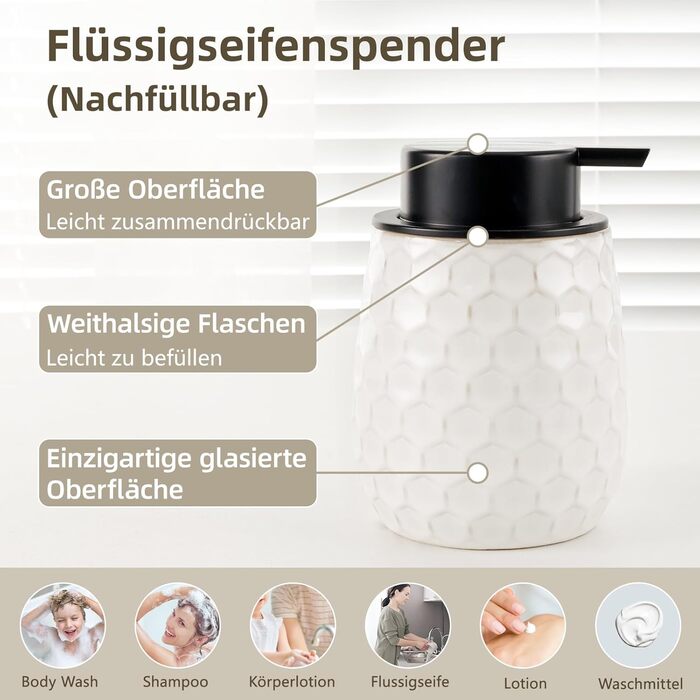 Набір для ванної кімнати: органайзер з кераміки (4 шт.) - дозатор мила 400 мл, стакан для зубної щітки, мильниця, декор преміум-якість (бежевий)