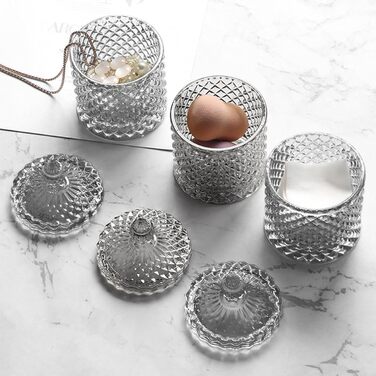 Контейнер для ватних паличок та дисків 2 шт. Прозорий скляний органайзер для ванної кімнати та туалетного столика. Підходить для ватних паличок, дисків, солі для ванни.