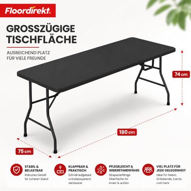Складний буфетний стіл Floordirekt Kyoto 180x73 см пластиковий для саду, тераси, балкону, кемпінгу на 6 осіб