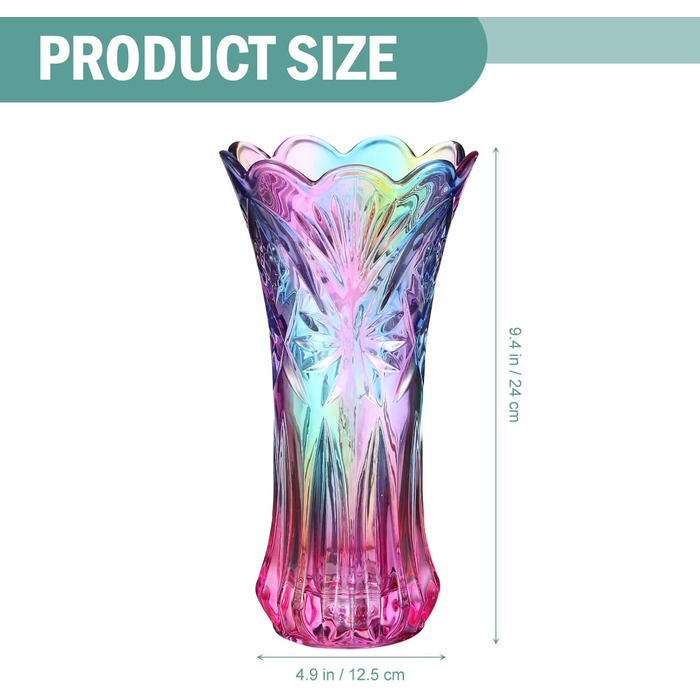 Ваза Gatuida: скляна ваза для декору, сучасний дизайн, кольорова скляна ваза, ваза-радуга, рожева ваза для стильного декору столу, весілля та дому