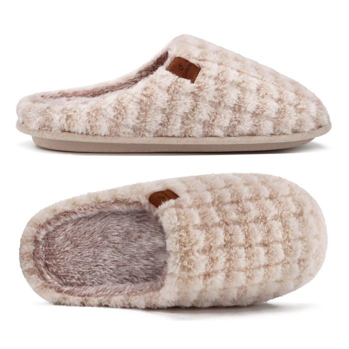 Чоловічі халати-тапочки COFACE з піною для відпочинку, теплі, з вовняної тканини, пухнасті, з антиковзною гумовою підошвою, розмір 40-49 (41 EU, бежевий, пухнастий)