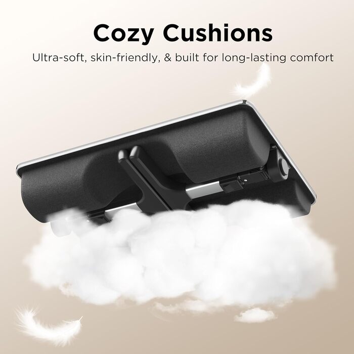 Тумбочка 2-в-1 для ліжка та дивану, регульована по висоті та нахилу, складана з подушкою, підставкою для зап'ястя, тримачем для планшета, захистом від защемлення та неслизькою шкіряною стільницею – ідеально для ліжка, дивану, крісла, чорна