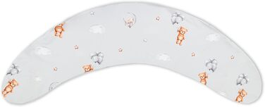 Подушка для вагітних Totsy Baby Stillkissen XXL - для годування та сну, 190 см, бавовна Oeko-Tex, бежевий колір з білими зірками