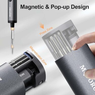 Набір мініатюрних електричних викруток MQFORU 78 в 1 з 72 бітами, 5 режимів крутного моменту, LED-підсвічуванням для ремонту телефонів, годинників, камер