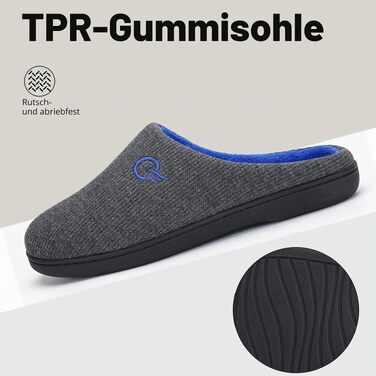 Зимові домашні капці Mishansha унісекс з ефектом пам'яті (Memory Foam), теплі та м'які капці з підкладкою, протиковзкі, сірі, розмір 44/45 EU