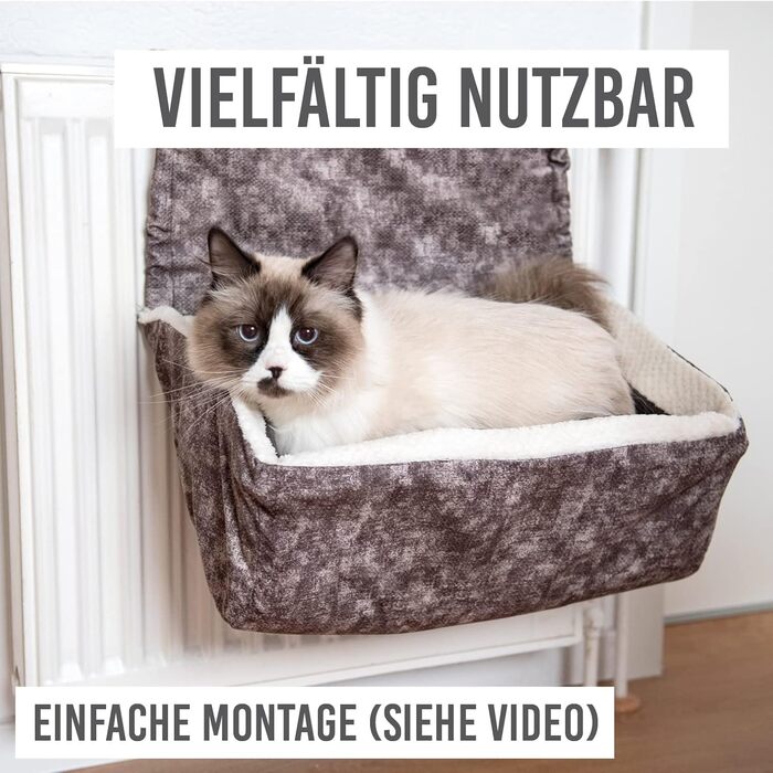 Heated Cat Bed | Also suitable for large cats | Cat Bed Heater Hanging Cave Cat Cat Heater Hammock Radiator Bed Cats Heated Cat Bed Cat XXL (Brown)