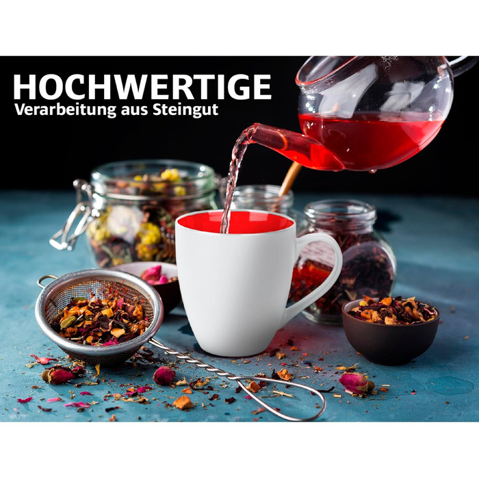 Набір кавових чашок/кавових стаканів Miamio Le Papillon (6 шт, 350 мл) - Біло-червоний