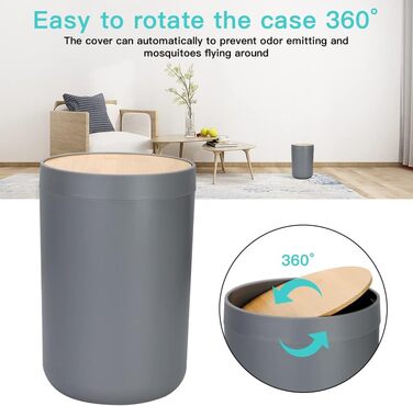 Набір аксесуарів для ванної кімнати Otostar Bambus Grey: мильниця, тримач для зубних щіток, дозатор мила, контейнер для ватних паличок, тримач для туалетного паперу, сміттєвий бак (6 шт.)