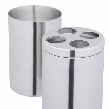Relaxdays 4-Piece Bathroom Set, Shiny Silver